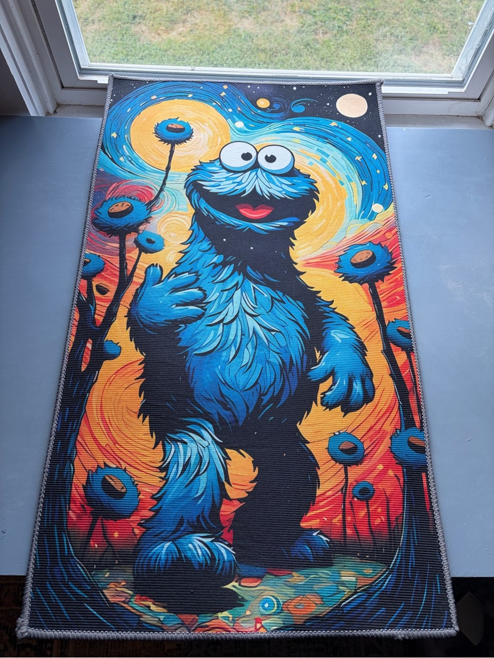 Blue Cookie Monster Art Rug - Decorative Home Accent